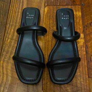 a new day • black sandals • low heel • size 6